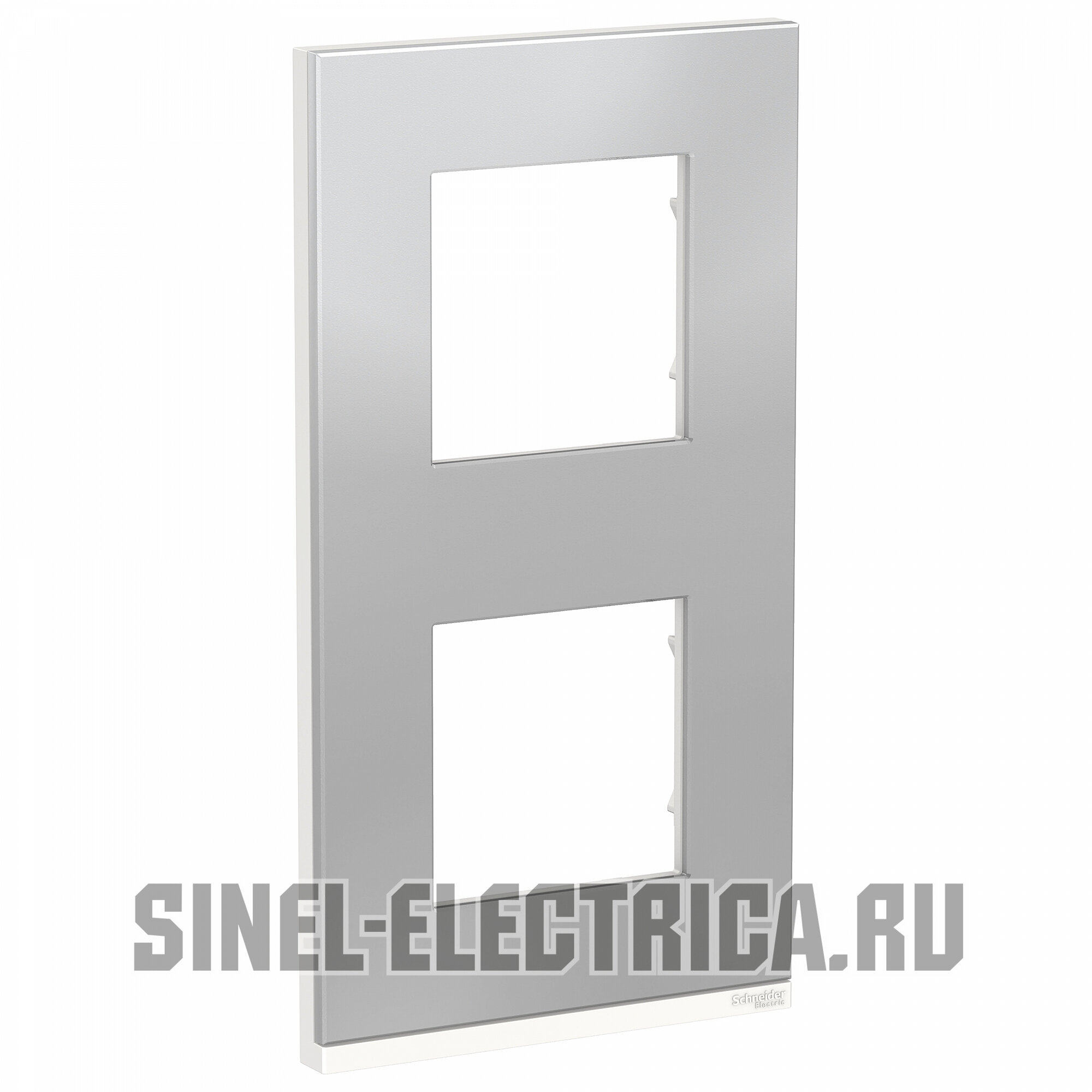 Unica Pure NU6004V80 Рамка 2-постовая (вертикальная, алюминий матовый) Schneider Electric - фото №4