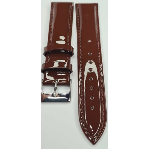 Ремешок Milano, фактура лаковая, размер 20/18 L, коричневый