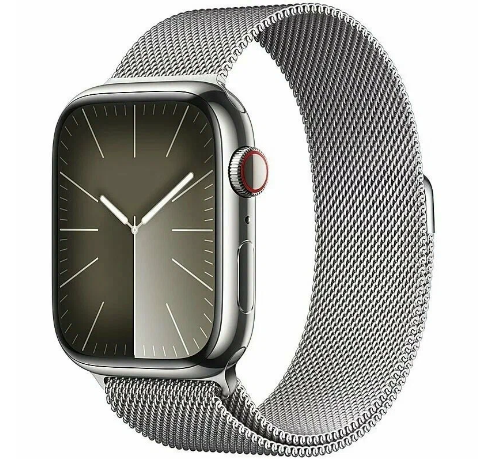 Apple Watch Series 9 41mm Silver Stainless Steel Case with Silver Milanese Loop (GPS + LTE)