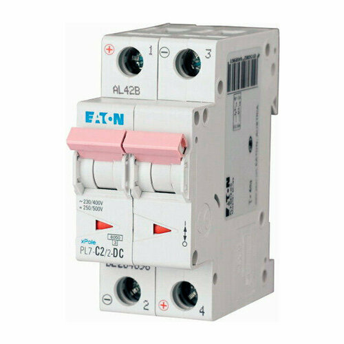 Автоматический выключатель EATON PL7 C 10kA 2A 2P DC