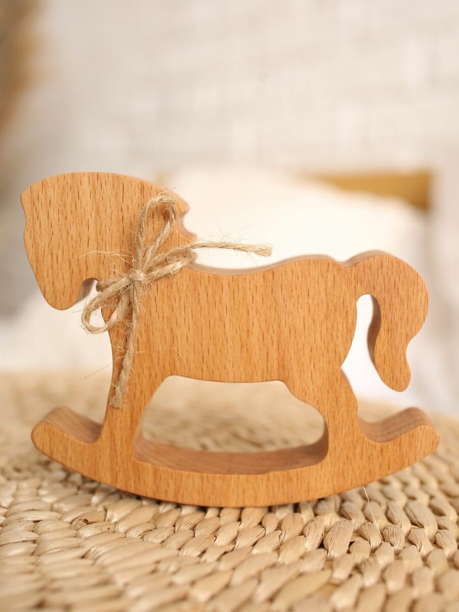 фото Фигурка деревянная игрушка лошадь Лошадка качалка детская