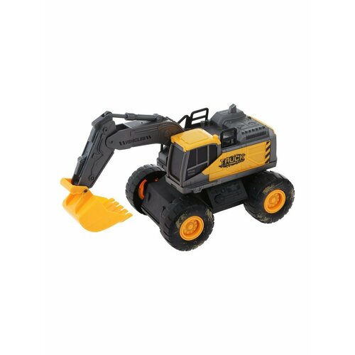 экскаватор volvo dickie toys 26см dg150321 игрушечный экскаватор на колесах с ковшом Колесный экскаватор инерционный серый/желтый Наша Игрушка M1506-5