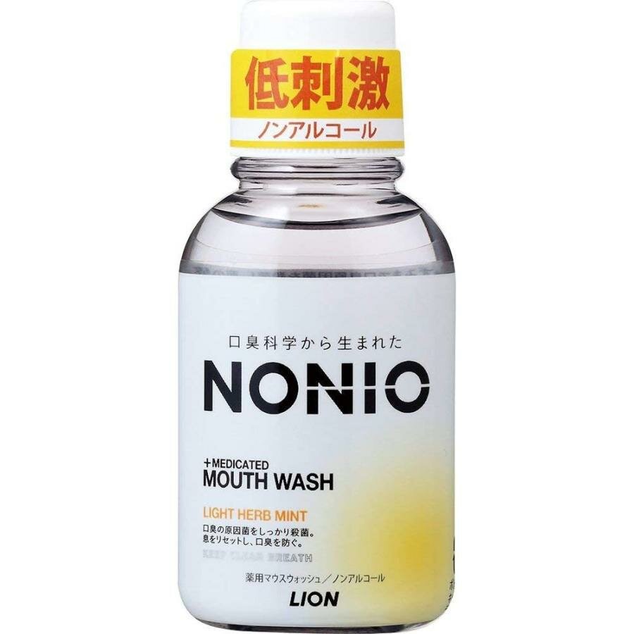 LION Ополаскиватель для полости рта антибактериальный NONIO Mouth Wash cо вкусом мяты и лемонграсса без спирта 80 мл