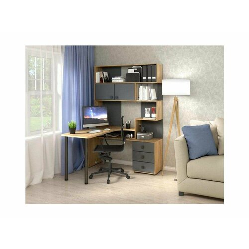 Стол Компьютерный СК-10 левый Дуб крафт/Графит