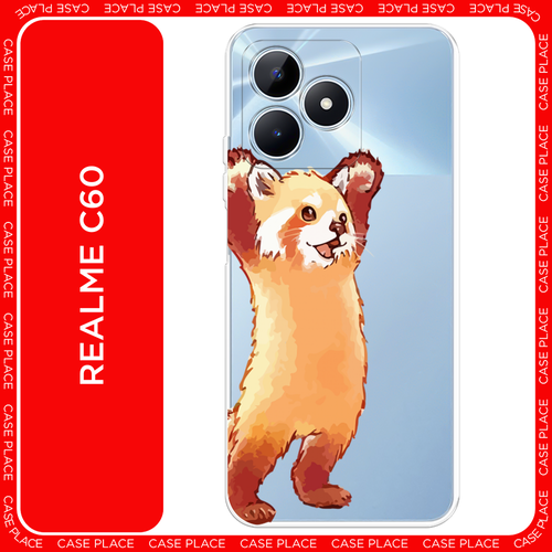 Силиконовый чехол на Realme C60 / Реалми C60 Красная панда в полный рост, прозрачный силиконовый чехол красная панда в полный рост на realme 7i реалми 7i