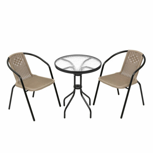 Набор садовой мебели стол 2 стула бежевый 11898₽