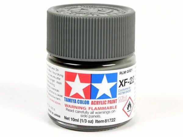 Краска акриловая XF-22 RLM GREY FLAT, ACRYLIC PAINT MINI 10 ML. (RLM серый матовый) TAMIYA 81722