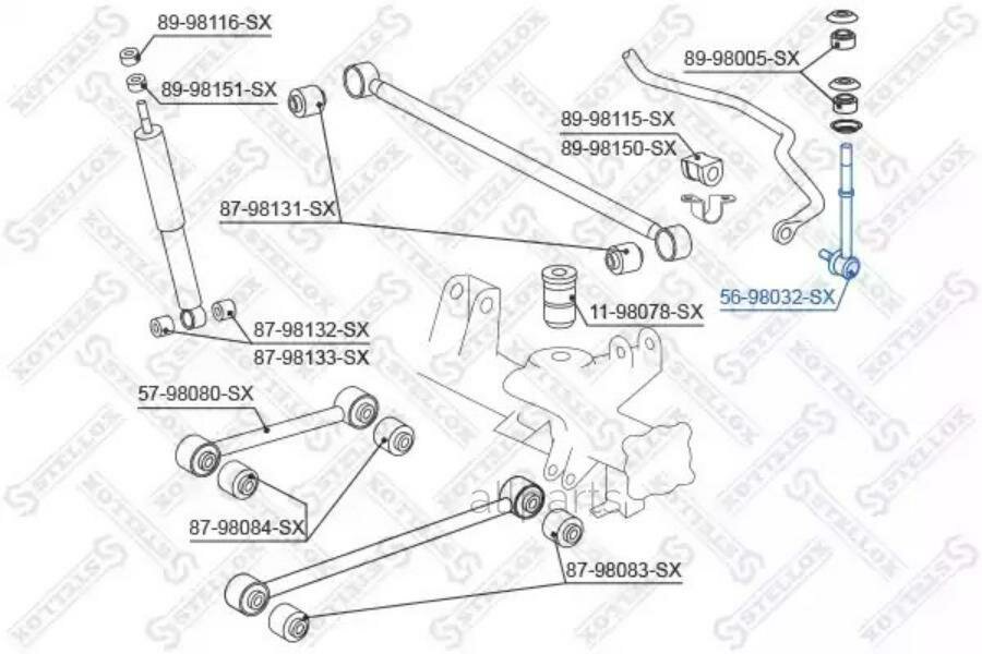 STELLOX 5698032SX тяга стабилизатора заднего!\ Toyota Land Cruiser 95-02