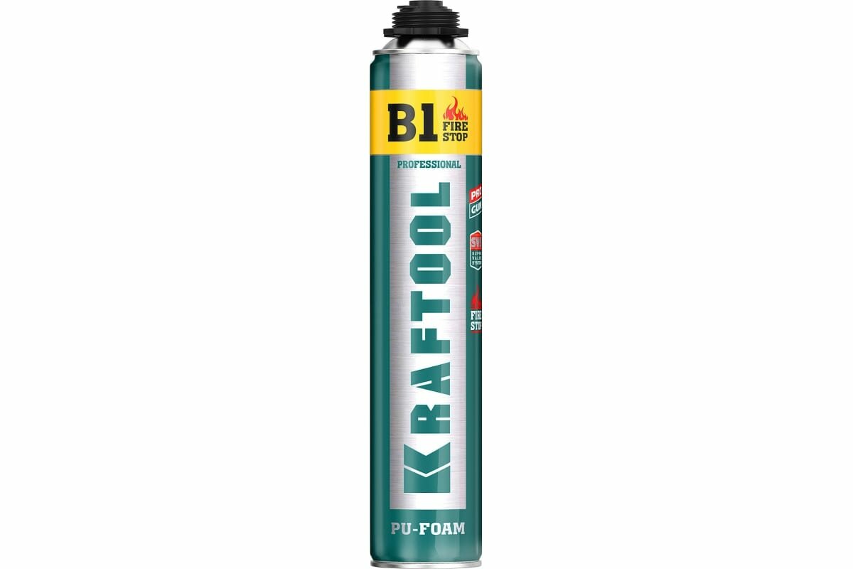 Огнестойкая монтажная пена KRAFTOOL Fire stop B1 SVS 750 мл, пистолетная, выход до 45 л 41186 41186_z01