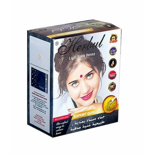 Индийская хна для волос Herbul Light Black Henna 60 грамм - цвет светло-черный