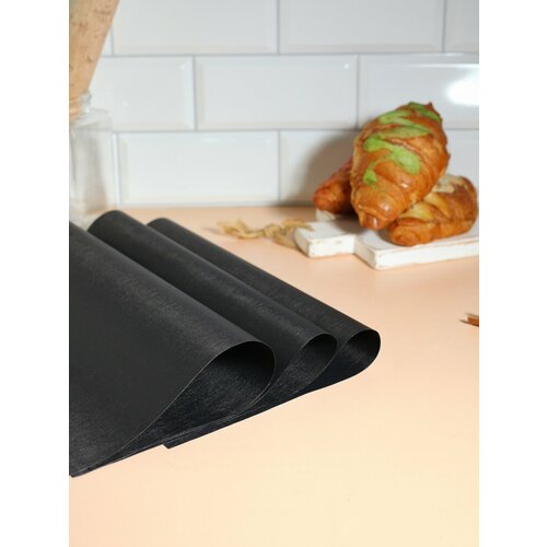 Многоразовый тефлоновый коврик для выпечки 30х40см - 3шт черные 330₽