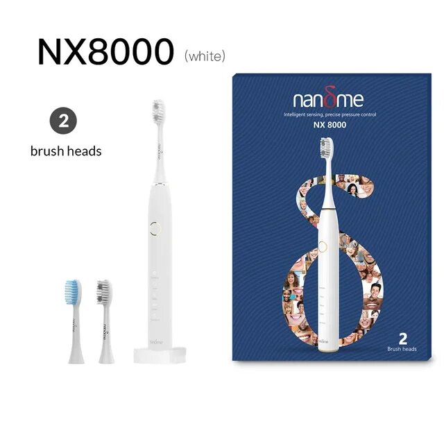 Электрическая звуковая зубная щетка Nandme NX8000-B2 (в комплекте две насадки), белый