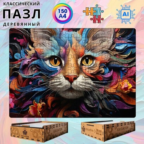 Деревянный пазл Кошка 150 деталей 29х20 см