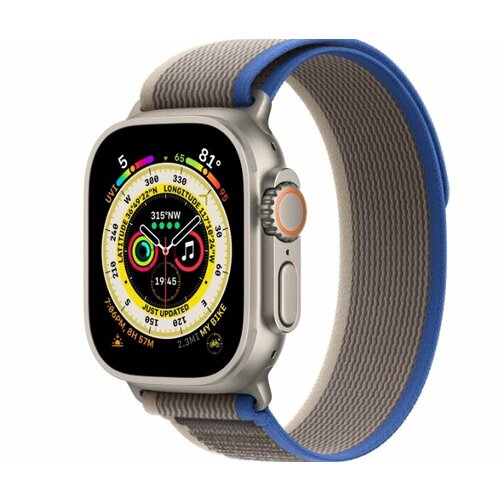 смарт часы apple watch ultra 49mm titanium green alpine small Apple Watch Ultra 49mm Titanium Case Blue/Gray Trail Loop 49mm S/M