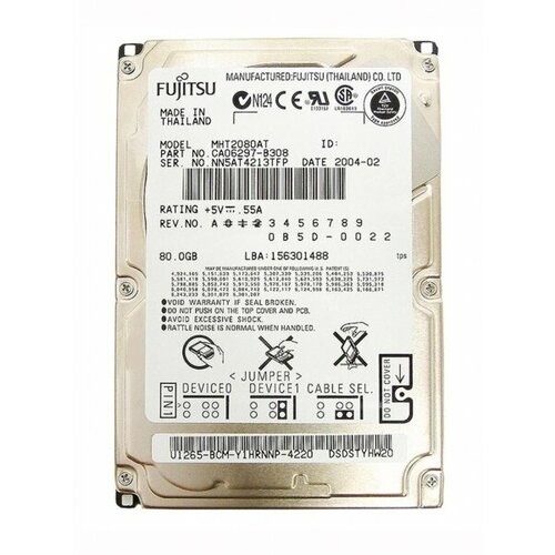 Жесткий диск Fujitsu CA06297-B308 80Gb 5400 IDE 25 HDD 9530₽