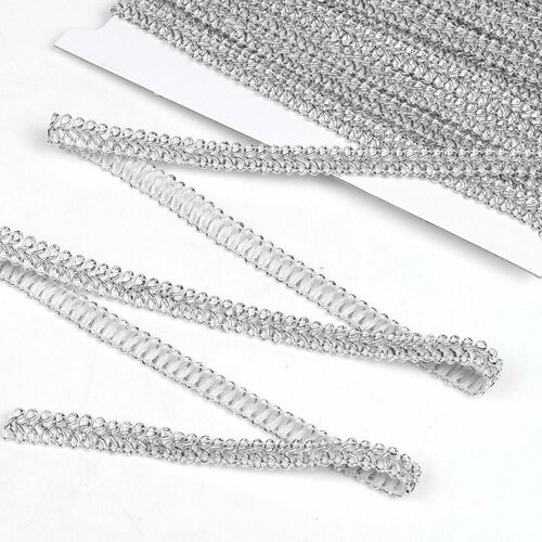 Тесьма отделочная металлизированная шир.10 мм цв. серебро (13,7 метров)