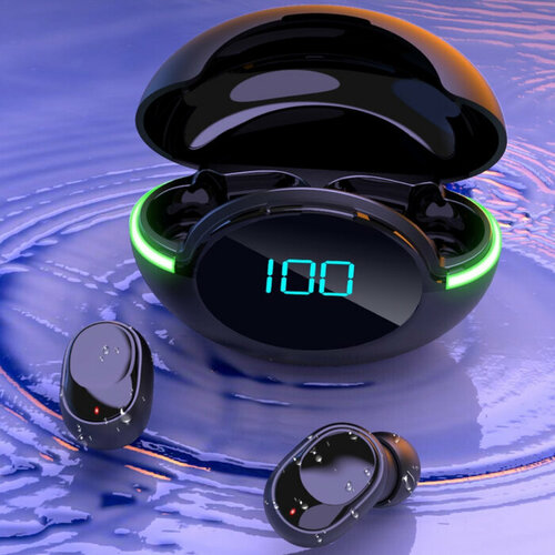 Наушники беспроводные VBT 117 TWS вакуумные BT51 30200 мАч с подсветкой чёрные 1515₽