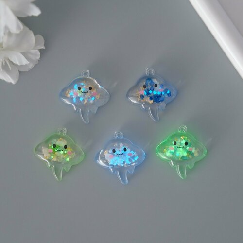 Подвеска для творчества акрил Морской скат светится в темноте 3х28х08 см 5 шт 390₽