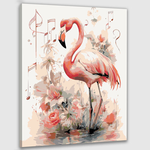 Картина по номерам 50х40 Поющие перья фламинго