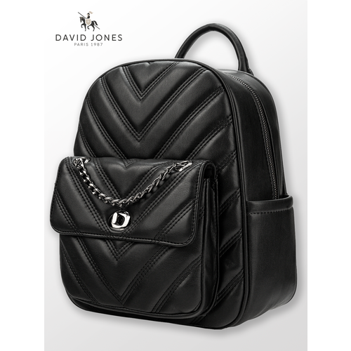 Рюкзак шоппер DAVID JONES, фактура зернистая, черный стильный влагозащитный надежный и практичный женский рюкзак из экокожи cm6328k