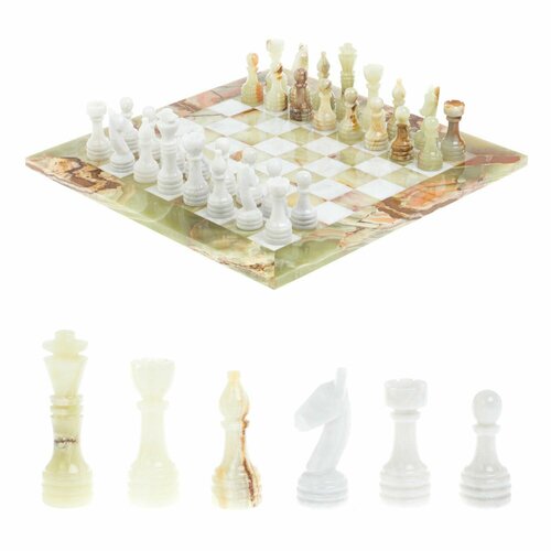 Каменные шахматы Классические доска 38х38 см оникс мрамор 127475