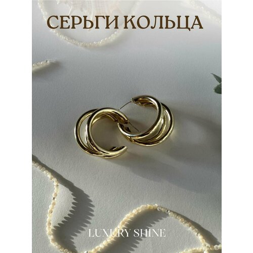 Серьги , размер 20 мм, золотой