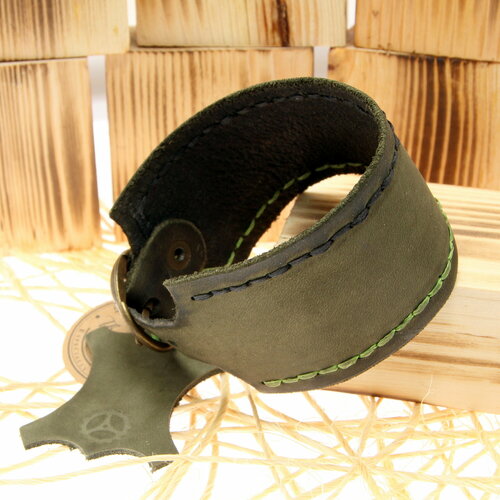 Браслет Solid-belts - браслет кожаный на руку 16 - 18см -, размер 18 см, размер M, хаки, зеленый