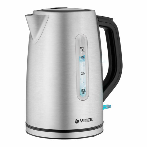 чайник pioneer ke560m white 1 7л нерж контроллер strix датчик температуры Чайник электрический 1.7Л 2200ВТ диск контроллер STRIX фильтр окно нерж VITEK