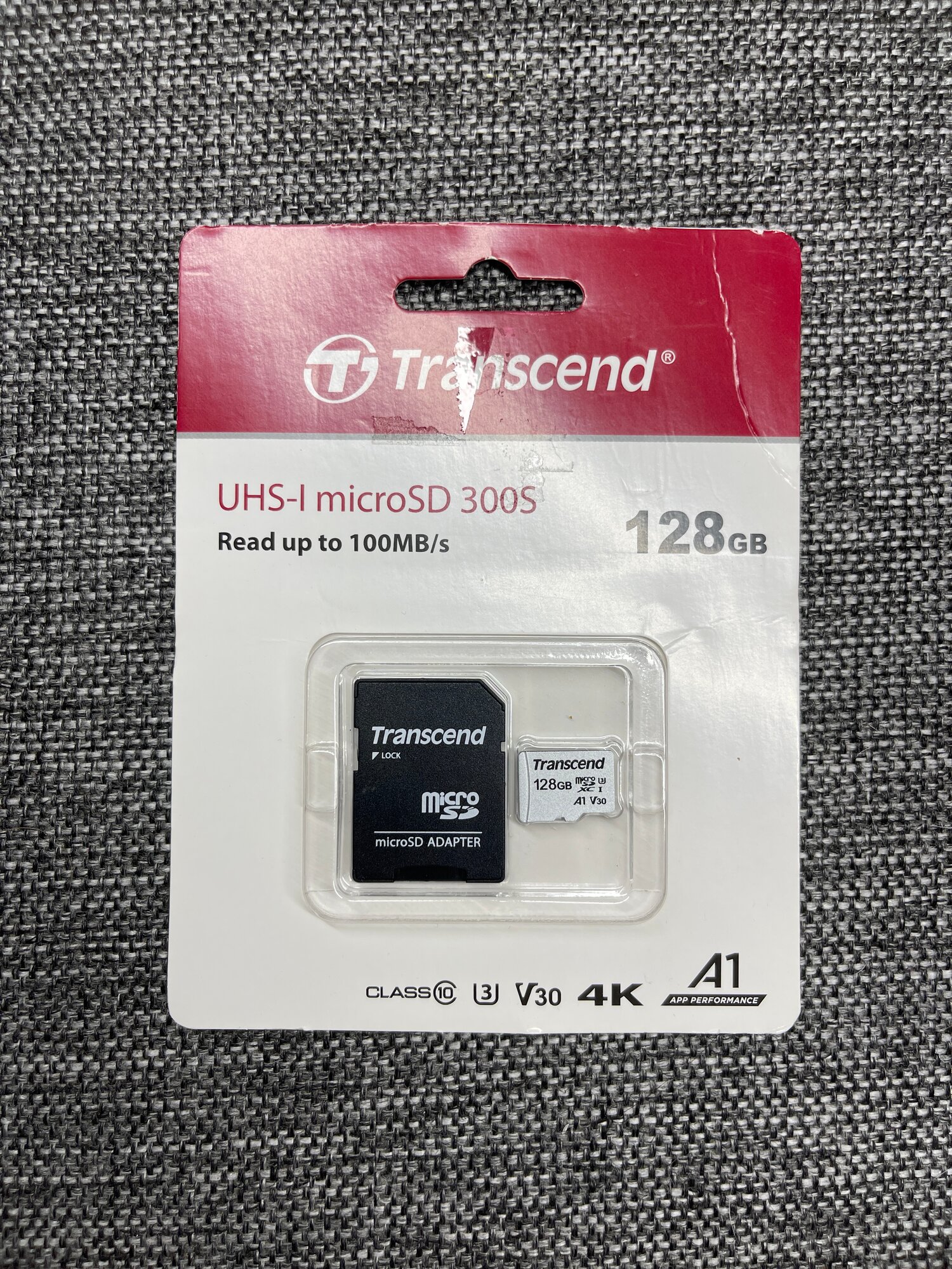 Карта памяти Transcend microSDXC 128 ГБ Class 10, V30, A1, UHS-I U3, R/W 100/40 МБ/с, адаптер на SD, 1 шт, серебристый