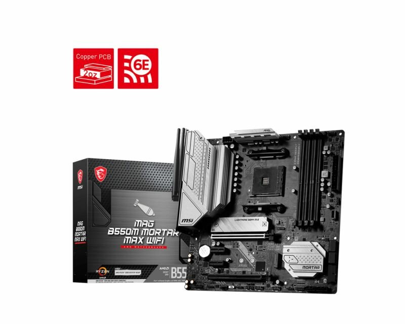 Материнская плата MSI MAG B550M MORTAR MAX WIFI (AM4, AMD B550, 128 ГБ, PCIE 4.0)