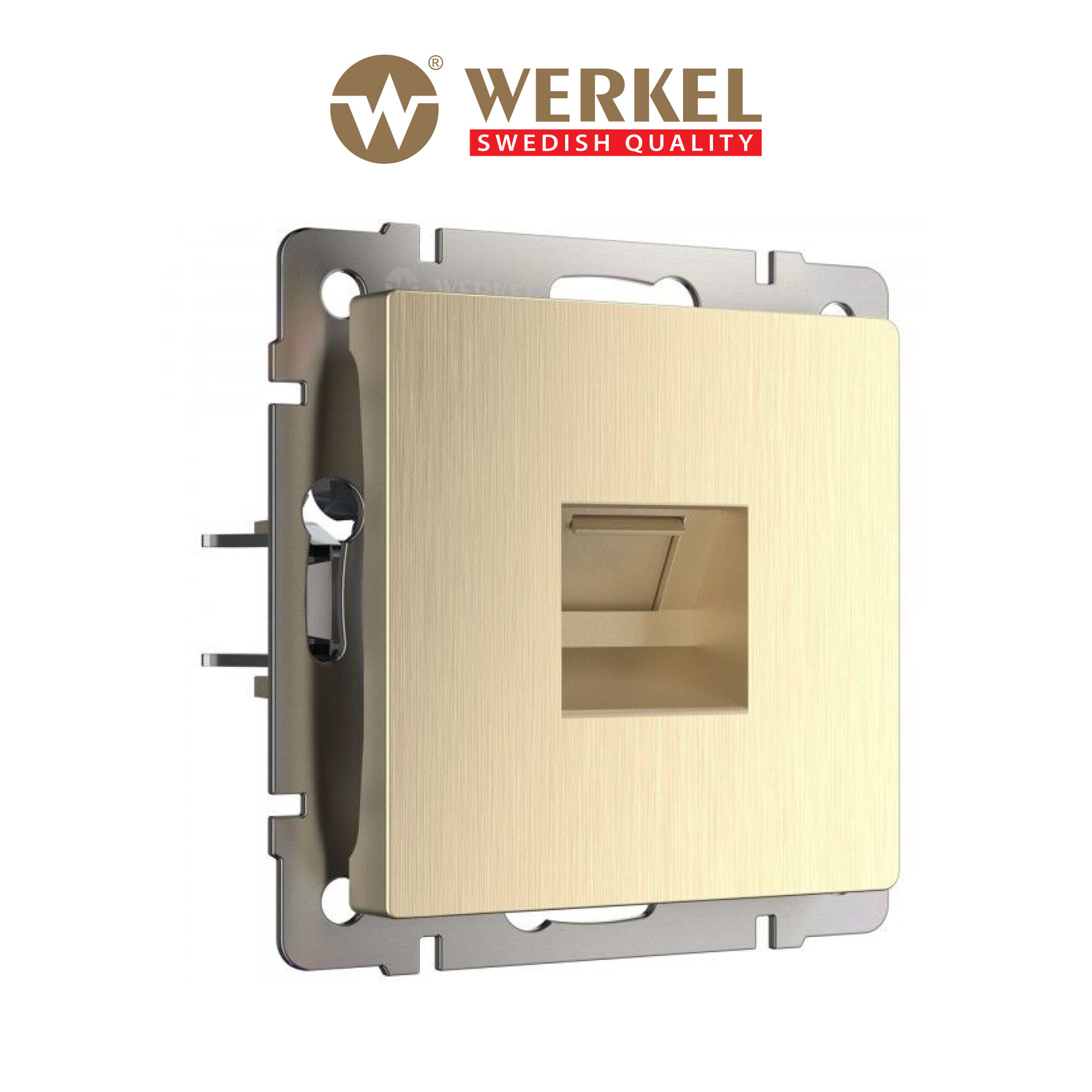 Встраиваемая розетка Ethernet RJ-45 Werkel W1181010 шампань рифленый IP20