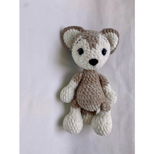Вязаная игрушка из плюшевой пряжи Мишка 1450₽