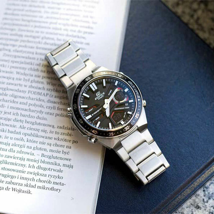 Наручные часы CASIO Edifice, серебряный, черный — фото 1