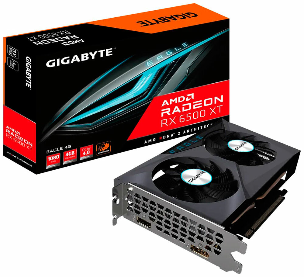 Видеокарта Gigabyte Radeon RX 6500 XT EAGLE 4GB (GV-R65XTEAGLE-4GD)