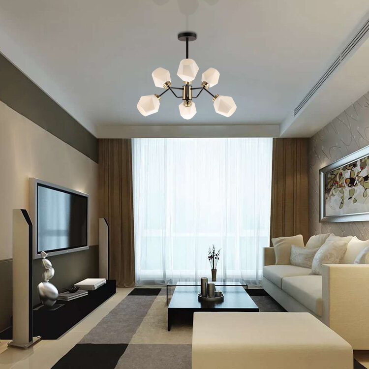 Люстра на штанге Lamplandia L1433, 6 ламп, 20 м², цвет черный - фото №7