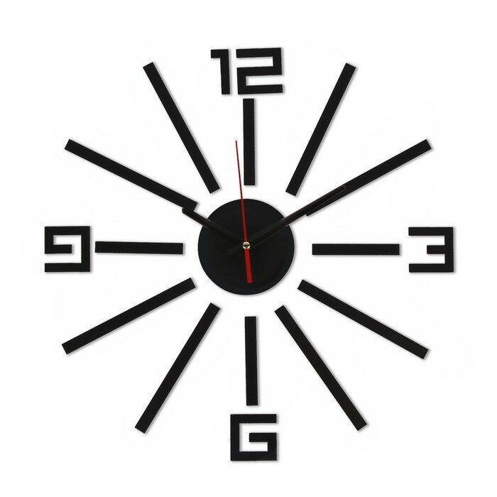 Часы-наклейка КНР "DIY", Лучи, плавный ход, диаметр 40 см, черные