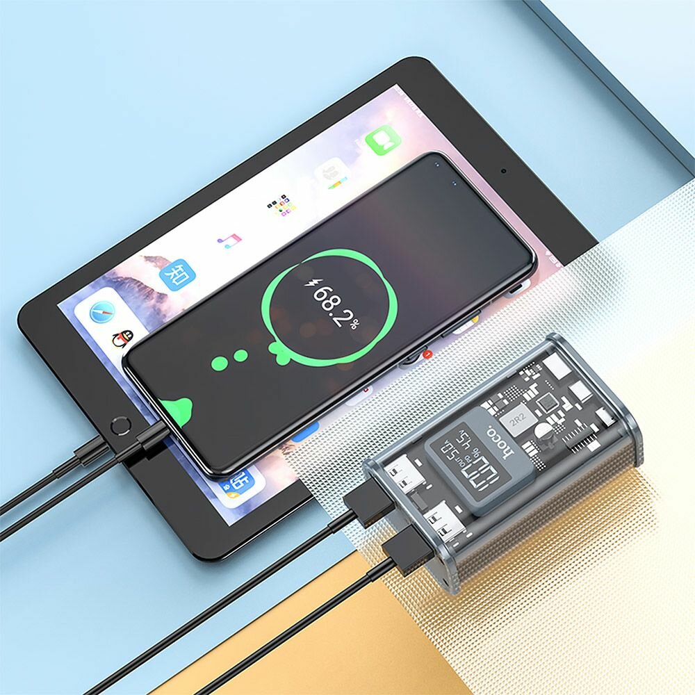 Внешний АКБ HOCO J105 Discovery 10000 mAh, 2xUSB, 1xUSB-C, 3А, QC 3.0, PD20W, LED дисплей, Li-Pol (с