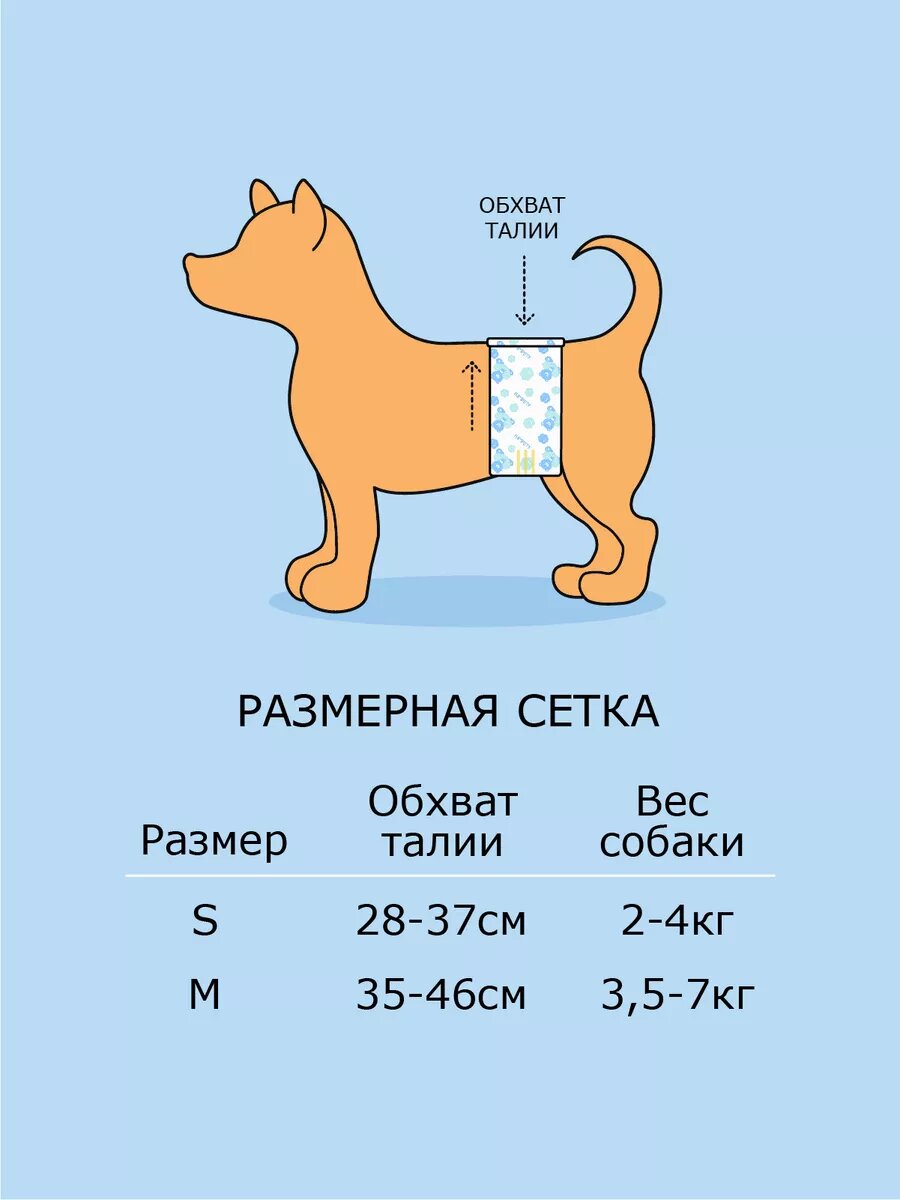 Подгузник пояс для собак и кошек M20шт