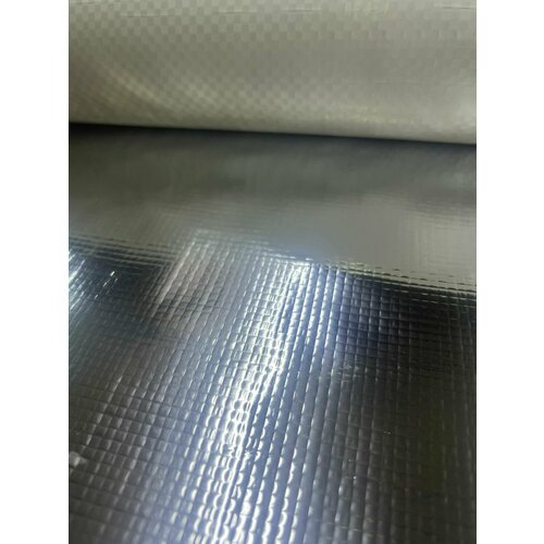 Тарпаулин ламинированный зеркальный, шир.150 см цвет белый-серебро, 120 гр/м, отрез 20 метров. BLACK CAT