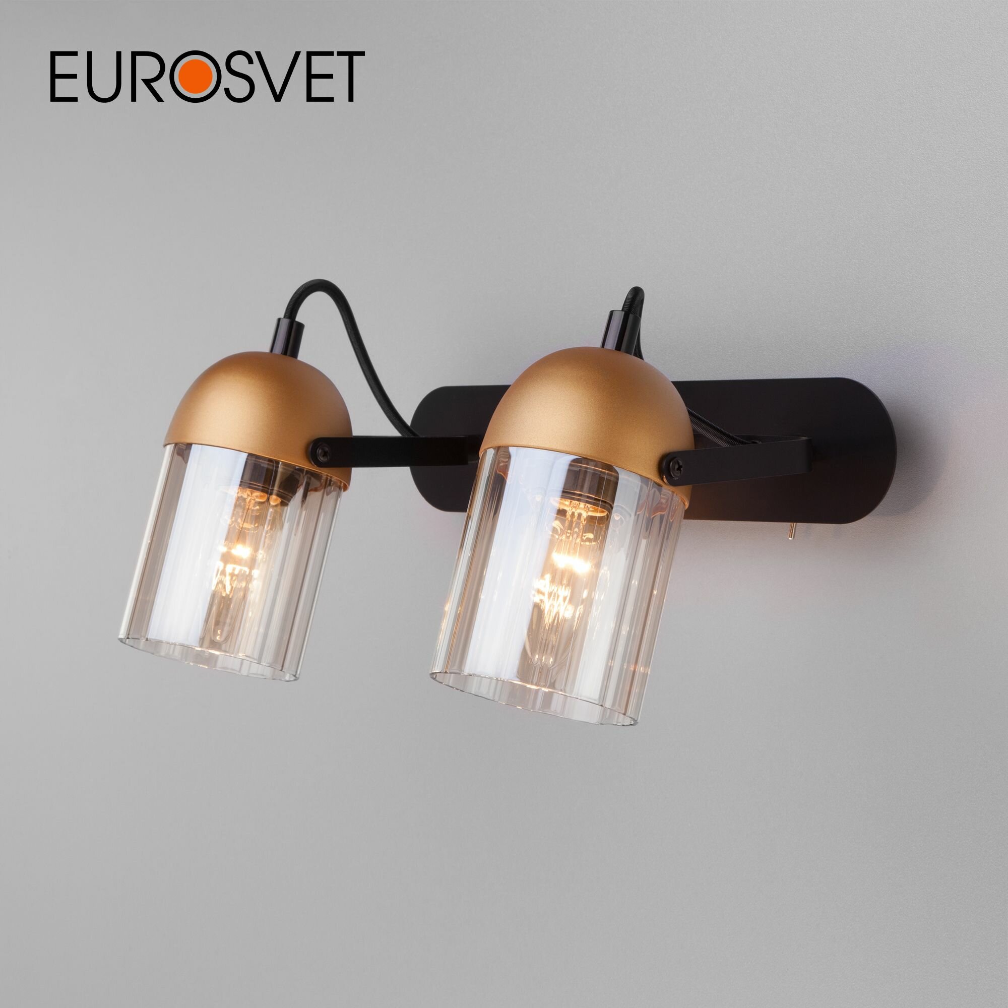 Спот / Настенный светильник с поворотными плафонами Eurosvet Mars 20122/2 черный/золото