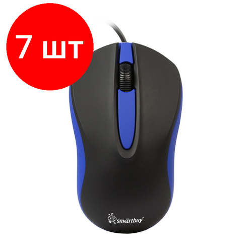 Комплект 7 штук Мышь компьютерная Smartbuy ONE 329 проводная черно-синяя SBM-329-KB100 378700₽