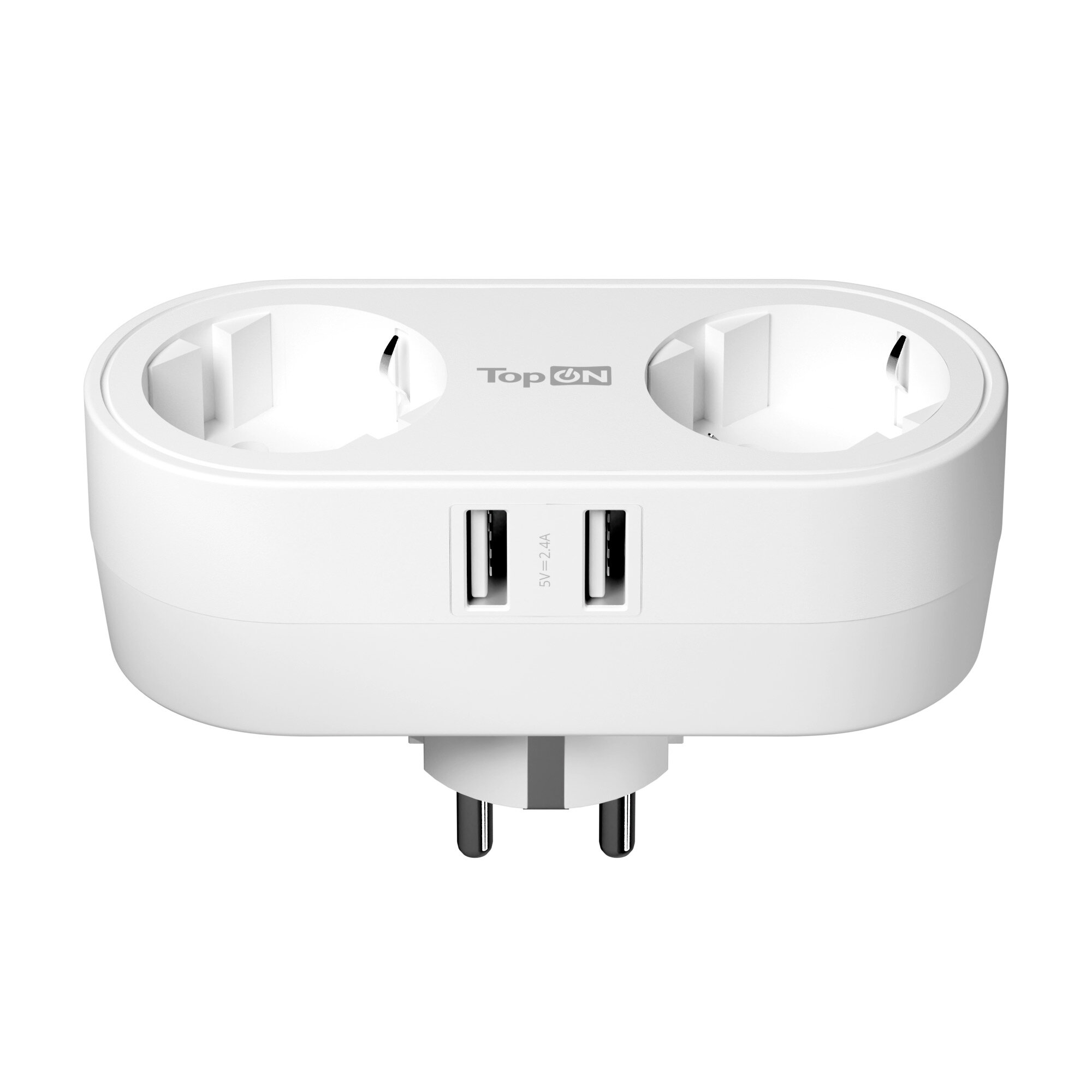Двойник для розетки TopON с заземлением 4000W 16A 2 USB 12W Белый
