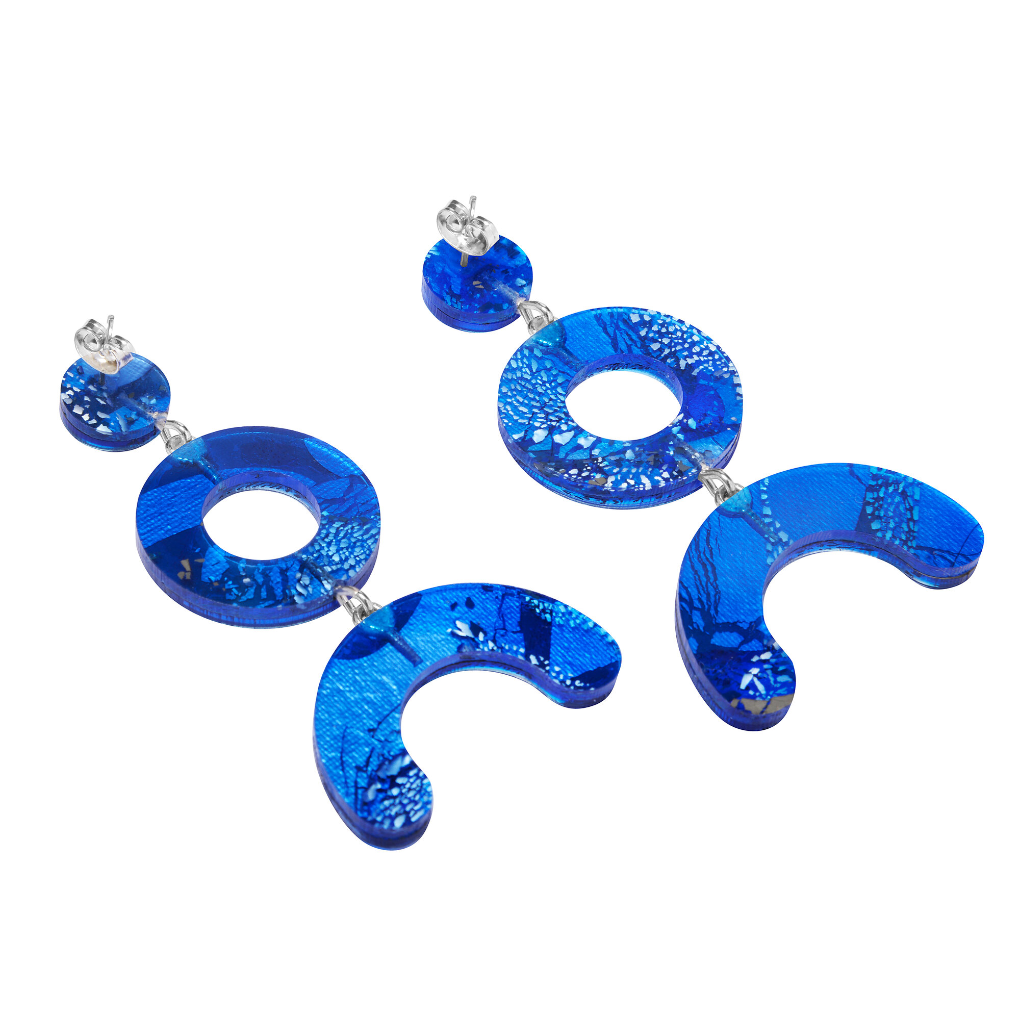 Серьги пусеты MONOLAMA, размер 65 мм, голубой — фото 1