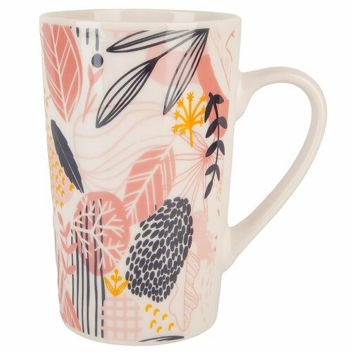 Кружка фарфоровая Floristry 380 мл, розовая, современный стиль