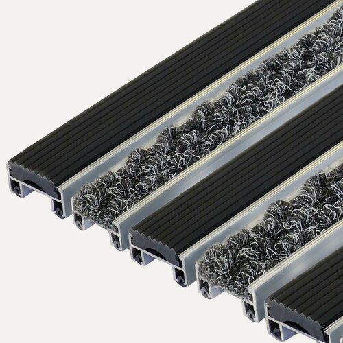 Изображение товара Придверная решетка Эконом "Резина+ворс" 60 х 40 см, алюминиевая, грязезащитная, коврик от грязи