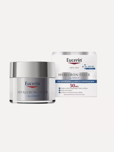 Изображение товара Ночной крем Eucerin "Hyaluron-Filler", для всех типов кожи, антивозрастной, 50 мл