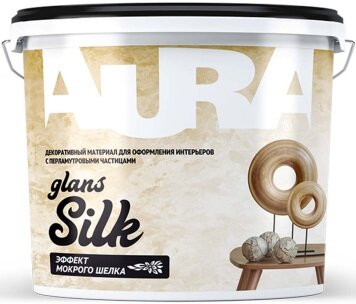 Декоративная Штукатурка Мокрый Шелк Aura Silk Glans 2.5кг Моющаяся Колеруемая / Аура.