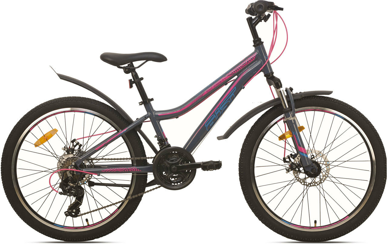 Подростковый горный велосипед AIST Rosy Junior 2.1 24" серый 2024 для девочек