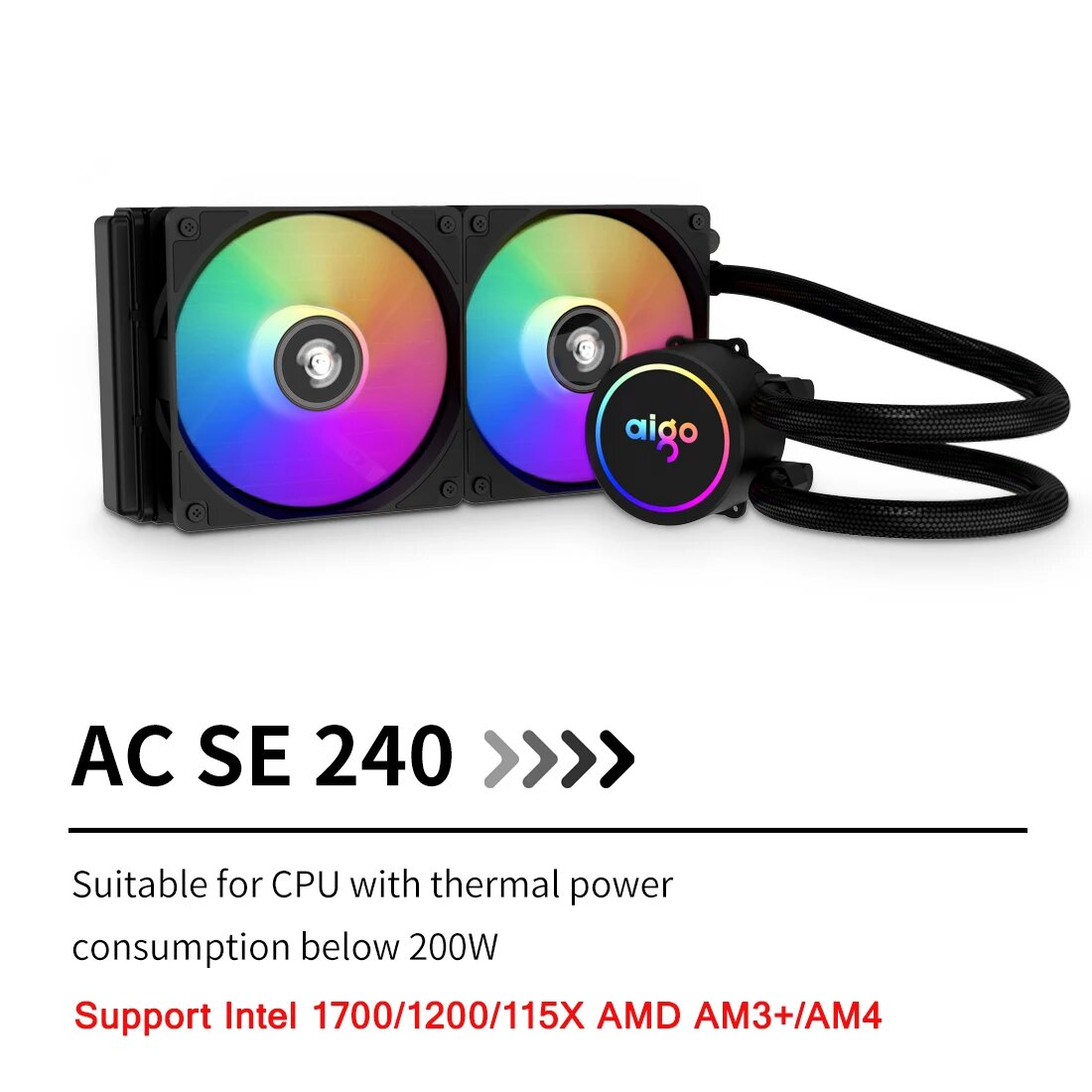 Aigo 120 240 360 RGB водяной кулер для процессора, ACSE 240, Черный