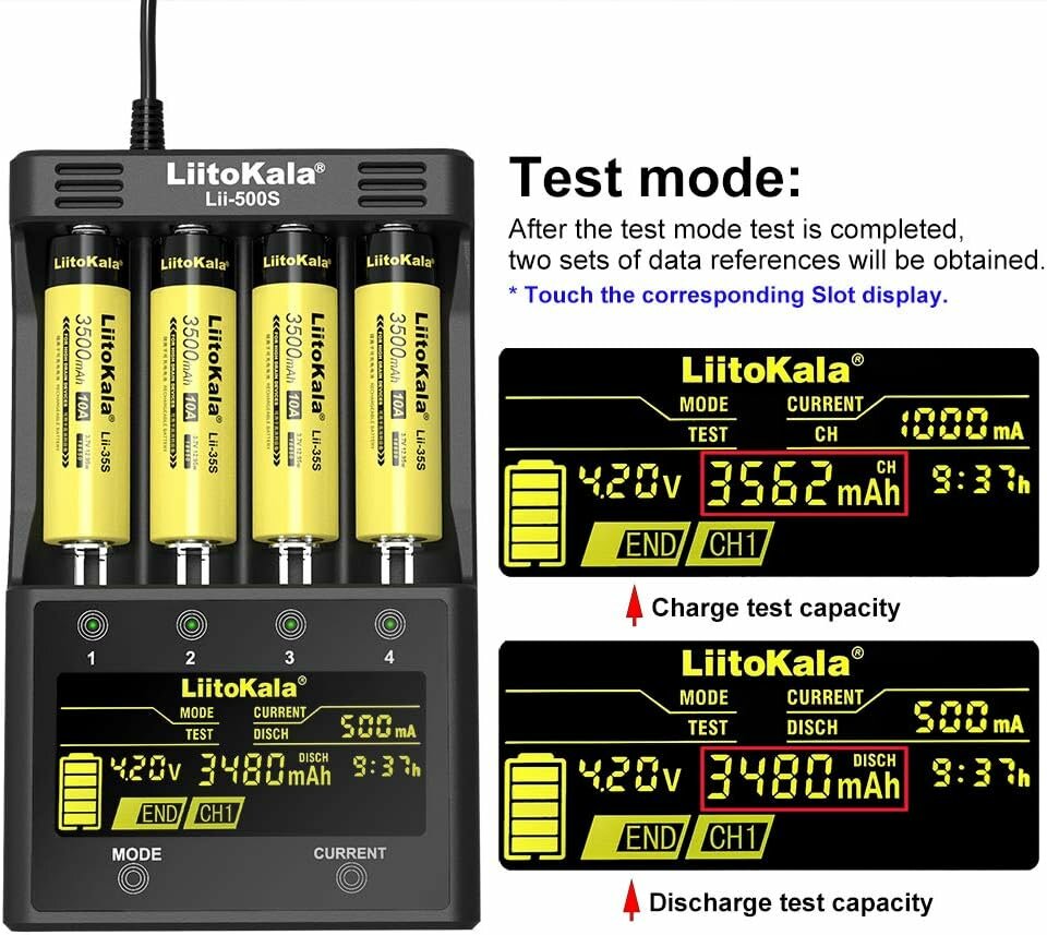 LiitoKala lii - 500S LCD - зарядное устройство с четырехслойным многофункциональным измеримым объемом USB — фото 1
